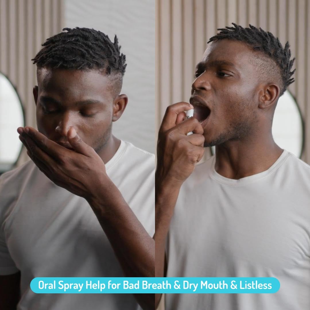 Oral Spray for Adults, Mouth Freshening Spray, Portable Peppermint Oral Freshener, Alcohol & Fluoride-Free Oral Care Mouth Spray, Travel, Dates, Office, Dry & Bad Breath,0.5fl.oz (Blue)