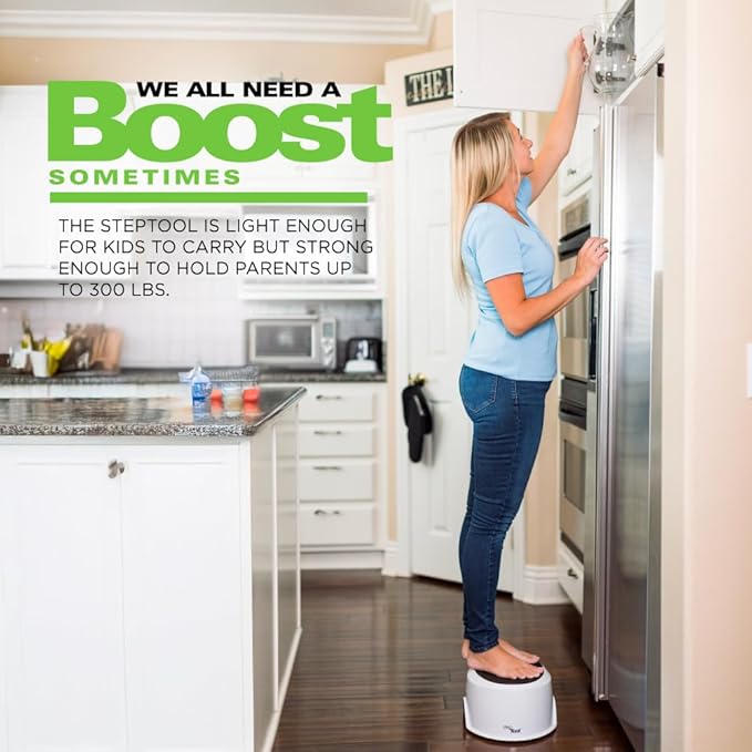 Joovy StepTool Toddler Step Stool with No-Slide Grips on Top and Bottom and Sturdy, Stackable Design, Holds Up to 300 lb. - BPA, PVC & Phthalate Free