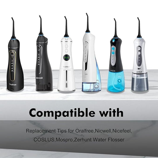 Replacement Tips for Oralfree,Nicwell,Nicefeel,COSLUS,Mospro,Zerhunt,McNaval Water Flosser, Replacement Heads Oral Irrigator Jet Tip Nozzel,Blcak(3 Pack)