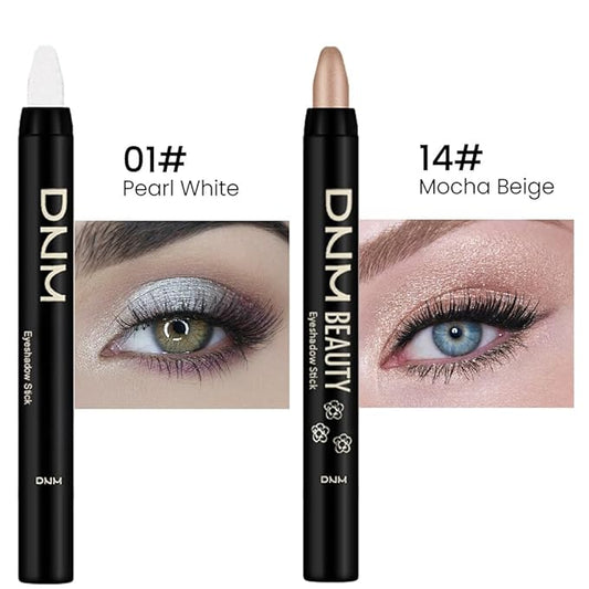 evpct 2Pcs Cream Eyeshadow Sticks Set for Eyes Pearl White & Mocha Beige Shimmer Eye Crayon Shadow Brightener Stick Pencil Pen Bulk sombras en crema para ojos 01+14