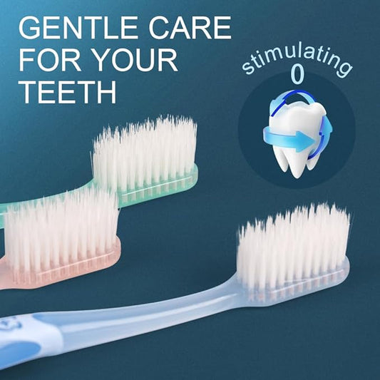 Extra Soft Toothbrush 6-Pack, Regular Head (3 Colors - 2 Each) Dentist-Developed Tapered Bristles for Sensitive Teeth & Gum Care Gentle Cleaning, BPA-Free