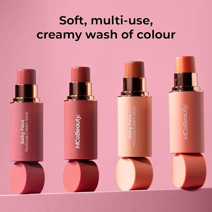 MCoBeauty - Baby Face Multiuse Cream Stick for Lips and Cheeks - Blush Stick in Coral Pearl Shade - Contains Moisturising Jojoba Seed Oil, Coconut Oil and More - Kitty