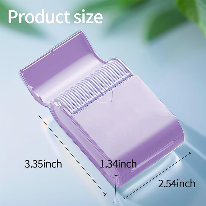 Generic Floss Dental Picks Travel Case 2 Box,104 Double Line Flosser Included-Mint-Flavored-Bilateral Storage Dental Floss Sticks and Toothpick Container,Oral Hygiene Essential., Purple