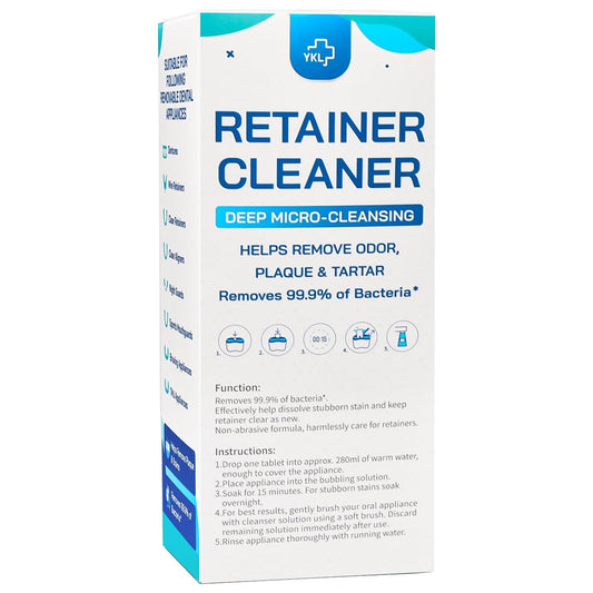 Retainer & Denture Cleaner KIt - Mouth Night Guard Whitening Case - 120 Cleanser Tablets, Guard Bath Cup