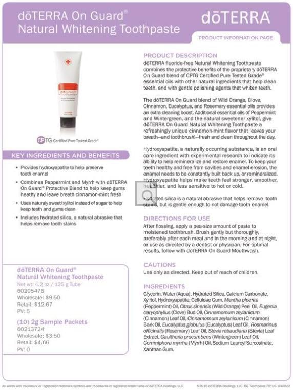 dōTERRA On Guard® Natural Whitening Toothpaste 4.2oz (2 Pack)