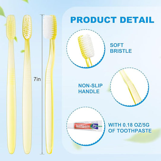 Disposable Toothbrush with Toothpaste Set Bulk, Individually Wrapped Soft Bristles Travel Size Medium Manual Toothbrushes Kit for Hotel/Travel/ Business/Donation/Homeless/Charity/Camping (200 Pack)