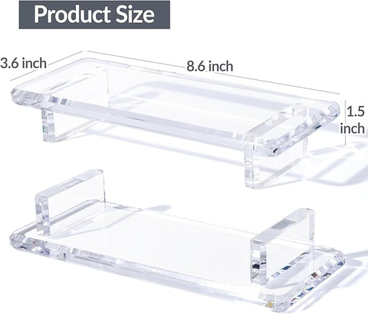 Acrylic Bathroom Counter Tray: Water-Resistant Kitchen and Bathroom Tray Countertop Decor,Perfect for Soap Dish,Vanity,Plant,Candle Decor,and Riser Organizer-Small