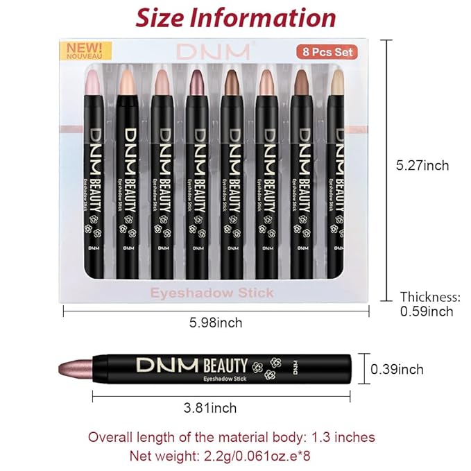 evpct 8Pcs Cream Eyeshadow Stick Set for Women, Nude Pink Light Mauve Brown Matte Rose Gold Copper Brown Champagne Shimmer, Silky Matte Shimmer Eyeshadow Applicator Sticks Eye Makeup sombras para ojos