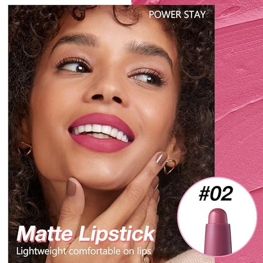 Cerise Matte Lipstick Crayon - High Pigment Creamy Formula, Waterproof Long Lasting, Smooth Glide Application, Non-Sticklipstick, Ultra Thin Lightweight, Velvet Matte Lip Feel for Women 02#