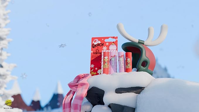 Dr. PawPaw The Grinch Set - Ultimate Red and Peach Pink - Natural Lip Balm with Aloe Vera - Gluten Free Lip Moisturizer to Soften and Hydrate - 2 pc