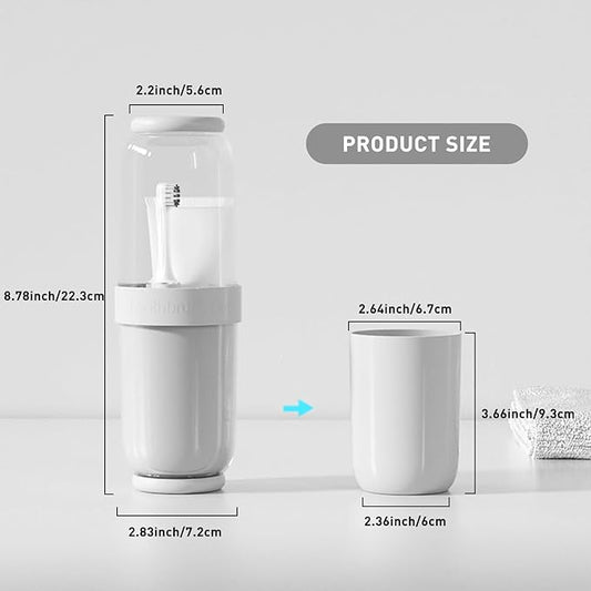 Toothbrush Cup with Cover, Travel Toothbrush Case Portable Toothbrush Holder for Traveling Business Camping School Bathroom (Grey)
