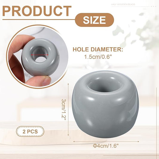 uxcell 2 Pcs Mini Ceramics Toothbrush Holder Stands, Sleek Mini Countertop Toothbrush Round Shape Ceramic Holder Stand for Bathroom Vanity Countertops, Grey