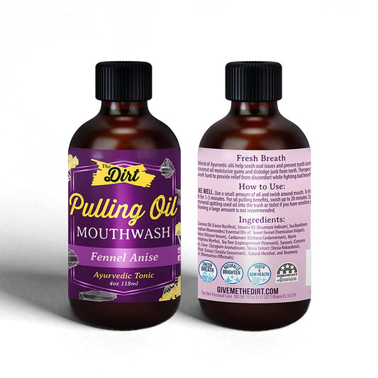 THE DIRT Oil Pulling Mouthwash - Gluten Free - Removes Plaque, Tartar, Bad Breath & Whitens Teeth (Fennel Anise, 4 Ounce)