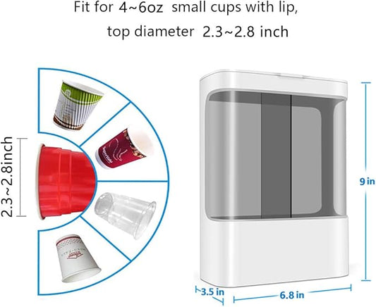 LBTING Water Cooler Cup Dispenser, Pull Type Wall Mounted Dispenser for 4oz - 6oz Cups – White