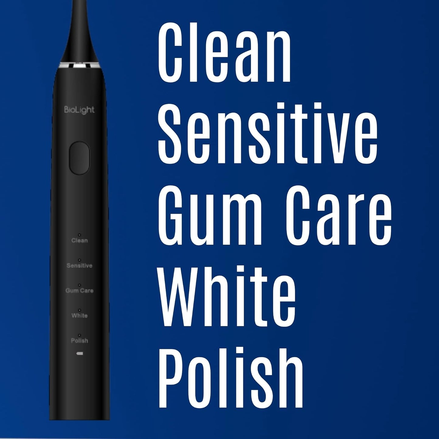 BIOLIGHT Illume Sonic Electric Toothbrush with Red & Blue Light Therapy – Professional Whitening, Gum Care & Advanced Oral Hygiene - Black