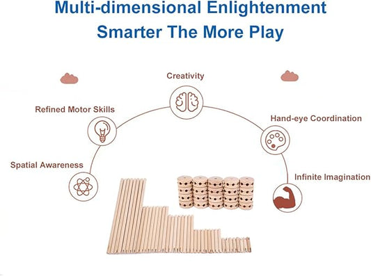 Wooden Building Blocks for Kids, STEM Preschool Learning Toys for Children, Educational Creative Construction Gift for Boys and Girls, 60 Pcs.