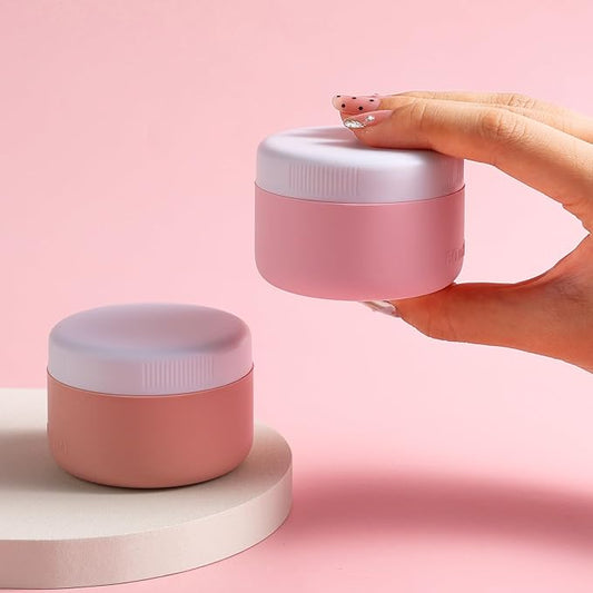 Travel Containers for Toiletries, Silicone Cream Jars BPA-Free, Leak-proof 2oz Travel Size Containers, Portable Size Silicone Jars with Lid for Cosmetic Face Hand Body Cream (4 Pack)