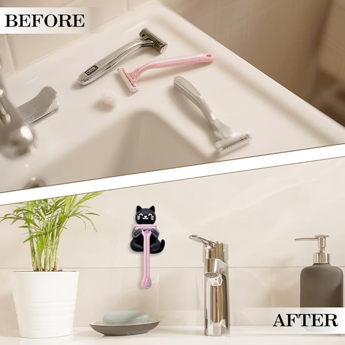 Cute Cat Razor Holder Shower, Black Cat Bathroom Decor, Cute Gadgets Leg Razor Holder, Funny Bathroom Decor Accessories for Women Mom Sister Friend Wife Girlfriend, Black Cat Gifts for Women