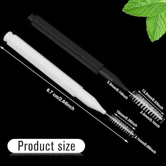 Patelai 100 Pieces Braces Brush for Cleaner Interdental Brush Toothpick Dental Tooth Flossing Head Oral Dental Hygiene Flosser Toothpick Cleaners Tooth Cleaning Tool (Black, White)