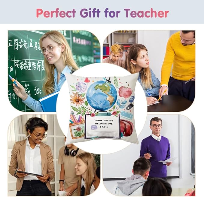 Cirzone Teacher Gifts for Women -18x18Inch Throw Pillow Cover Funny Best Teacher Gifts with Gift Box Perfect Birthday Teacher Thanksgiving Gifts for Home Sofa Decor
