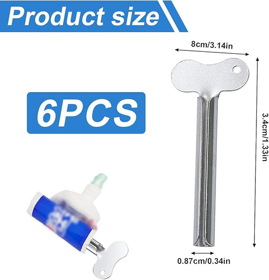6 Pcs Toothpaste Squeezer, Metal Tube Squeezers, Stainless Steel Toothpaste Keys Roller Tube, Manual Dispenser Roller Tube Wringer for Toothpaste Paint,Cream, Cosmetic and Hair Dye(Silver)