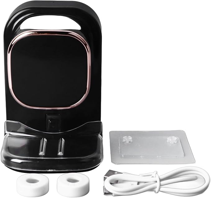 Electric Toothpaste Dispenser, Automatic Toothpaste Squeezer, Wall Mounted with 3 Toothbrush Slots and Holder, Smart Bathroom Accessories Stylish Decor (Black)