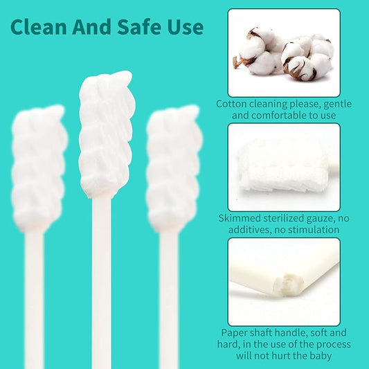 Baby Tongue Cleaner Toothbrush 30Pcs Disposable Infant Tooth Brush Clean Baby Mouth with 2Pcs Finger Toothbrush Oral Cleaning Stick Gauze Cleaner Stick Dental (Pink, 30 Piece Assortment)