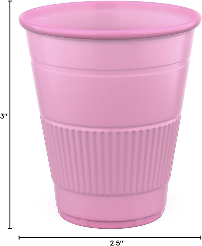 Disposable Cups | 50 Pack | 5 oz Plastic Cups, Small Bathroom Cups Perfect as Medicine, Water, Rinsing, Mouthwash Cups, Party Cups, Dental Cups, Multicolor Cups for Kids | Pink Cups