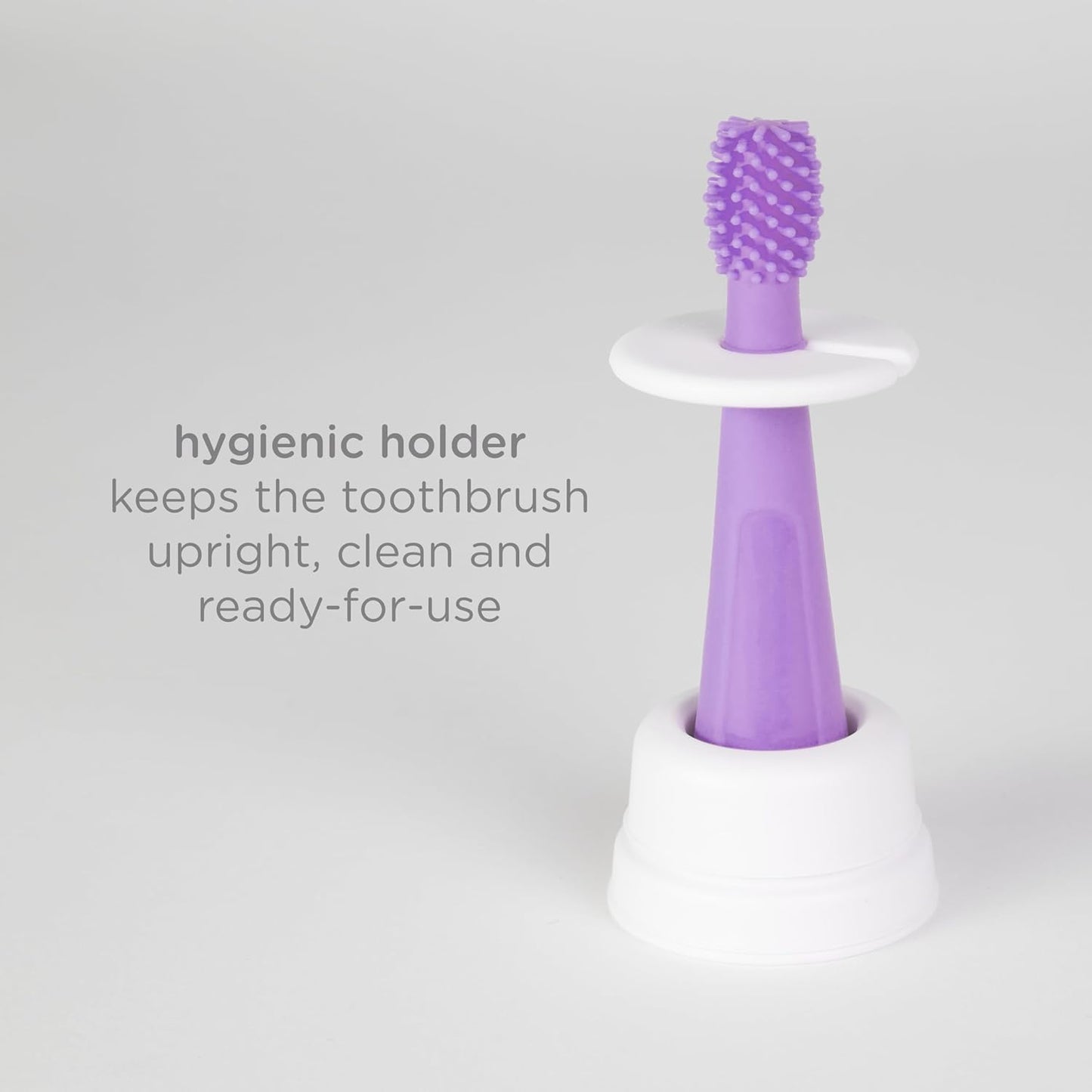 Ubbi Grow with Me Toothbrush Training Set for Babies and Toddlers, Includes Silicone Finger Brush, 360° and Soft Bristled Toothbrush, Smoothie Purple