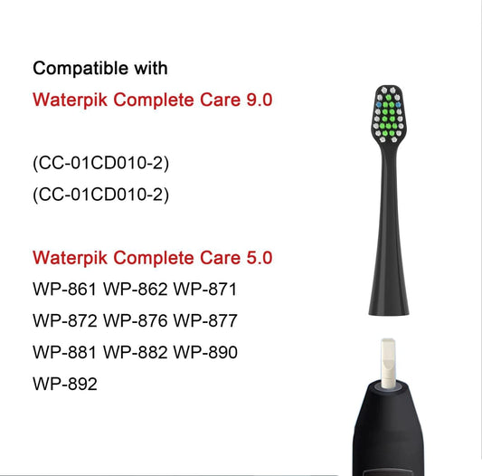 Replacement Toothbrush Heads Fits for Waterpik Complete Care 9.0 (CC-01), Care 5.0 (WP-862) Sonic Electric Tooth Brush Refill(8-pc), Pisonicleara