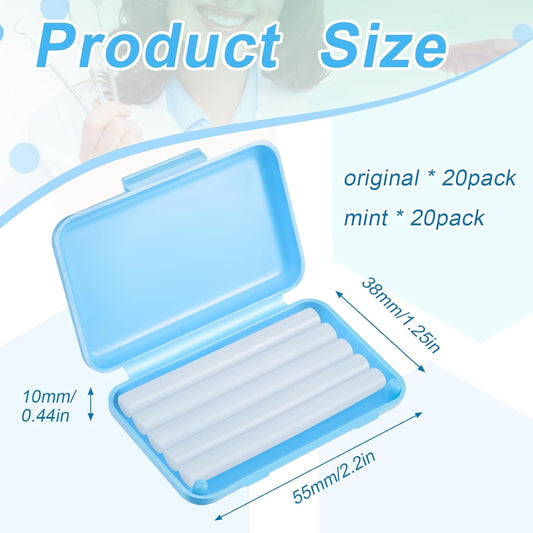 Tondiamo 40 Pack Clear Braces Wax for Teeth Dental Wearer Orthodontic Tooth Wax for Braces and Oral Appliances with Colorful Storage Case and Smell(Original, Mint)