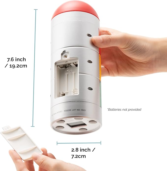 KADAMS Visual Timer for Kids with Audio Pre-Alarm - Traffic Light Alarm for Kids Toddler Teachers Classroom Home Time Management Tool 24hr Countdown Pause Memory Function, Silver