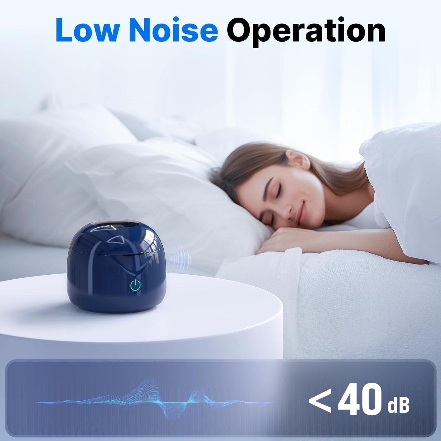 Ultrasonic Retainer Cleaner - UV Dental Cleaning Pod Night Guard Cleaner for Dentures, Aligner, Braces, Toothbrush Heads, Jewelry (Navy Blue)