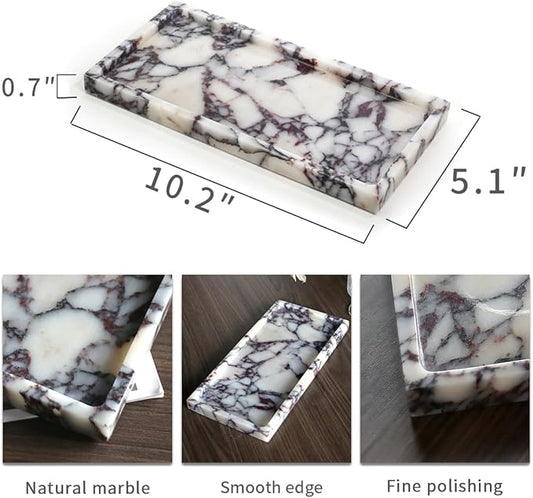 100% Natural Luxury Calaccata Viola Marble Small Hand Towel Tray Holder Organizer, Makeup Bathroom Holder