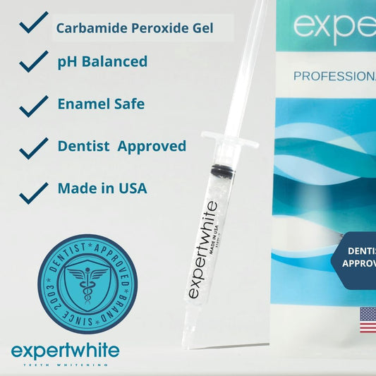 Teeth Whitening Gel Refills (6-gels). Made USA. 44 percent Carbamide Peroxide Tooth Bleaching Gel bleach For Invisalign style trays, Dental Grade Tooth Whitener. 6 syringes