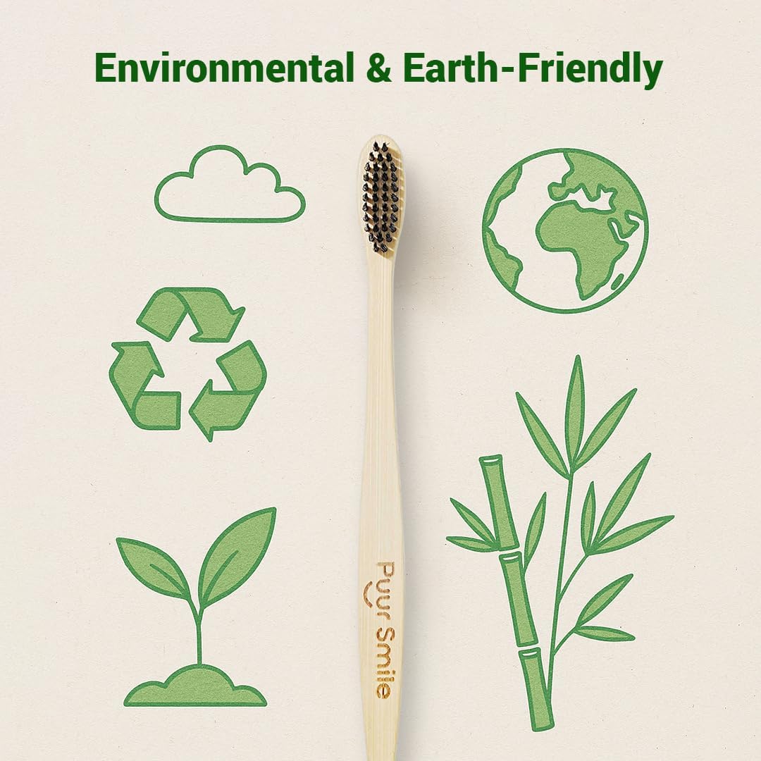 Premium Natural Bamboo Toothbrush – Eco-Friendly, Biodegradable Handle, Soft Bristles – Sustainable Oral Care for Adults