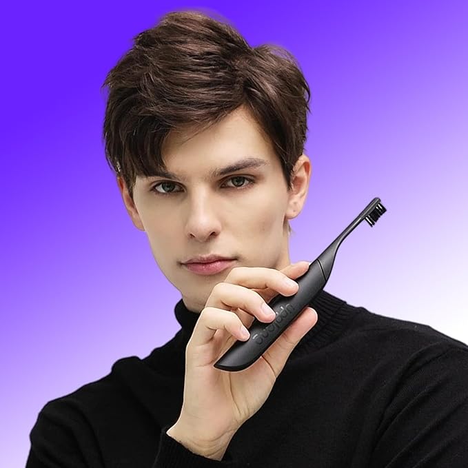 Electric Toothbrush, Portable Travel Sonic Toothbrush with Protective Case USB-C Rechargeable, Neutral Comfort Bristles, Waterproof, Smart Timer, Compact for Daily Use (Black)