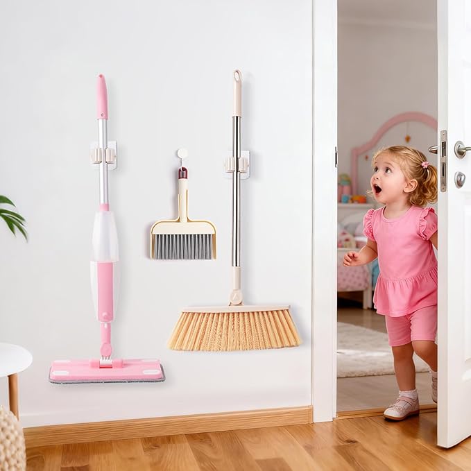 Toddler Gifts Cleaning Toy Sets, Real Working Water-Spraying Mop Toy & Kids Broom Dustpan Set, Montessori Mini Kids Spray Mop, Toddler Cleaning Set for Floor, Christmas Birthday Gifts for Age 3+