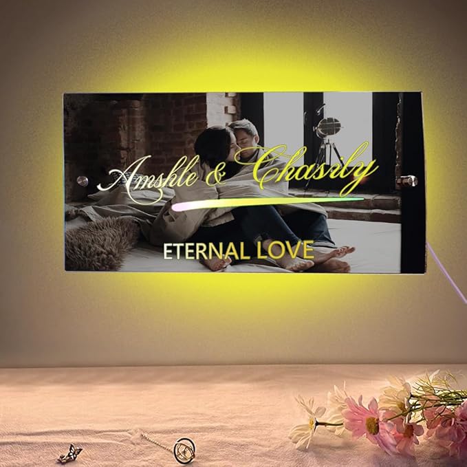 Personalized Couples LED Name Light Custom LED Light Up Mirror Multi Colour Lighting, Custom Name Neon Sign Light Wall Decor for Bedroom