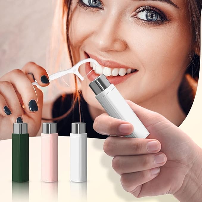 Portable Floss Dispenser with 100 Pcs Dental Floss, Dental Floss Dispenser Dental Floss Picks Case, Upgrade Portable Automatic Floss Dispenser Floss Organizer for Family Travel(6 Pcs Mix color)