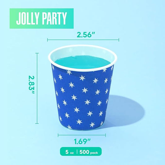 500 Pack 5oz Paper Cups, Multicolor Paper Disposable Cups, Small Mouthwash Cups, Cold Beverage Drinking Cup for Party,Travel and Event (Stars)
