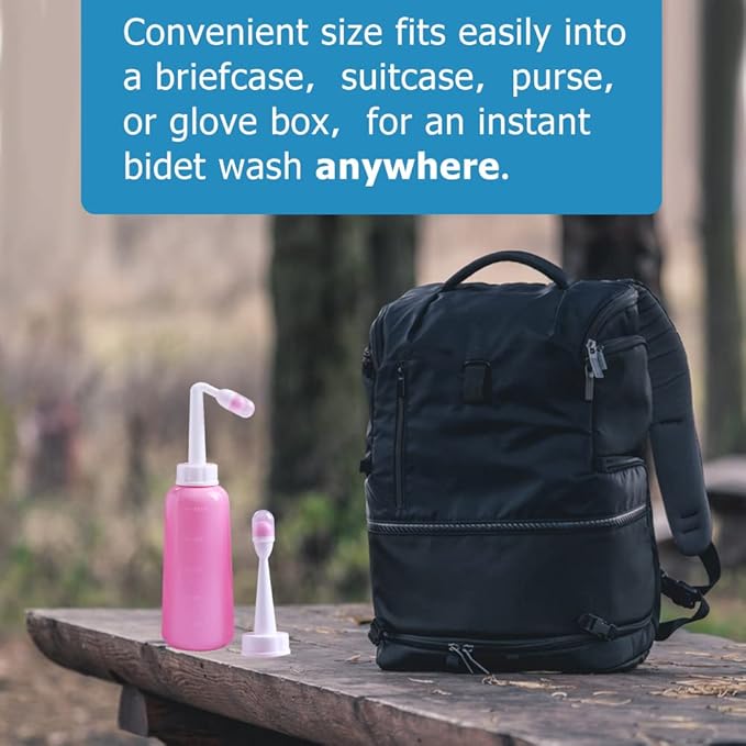 Peri Bottle - Postpartum and Perineal Care - 2 in 1 Portable Bidet - Portable Travel Bidet Sprayer for Women or Men- Handheld Jet Spray Bottle for Toilet (500ML, Pink)