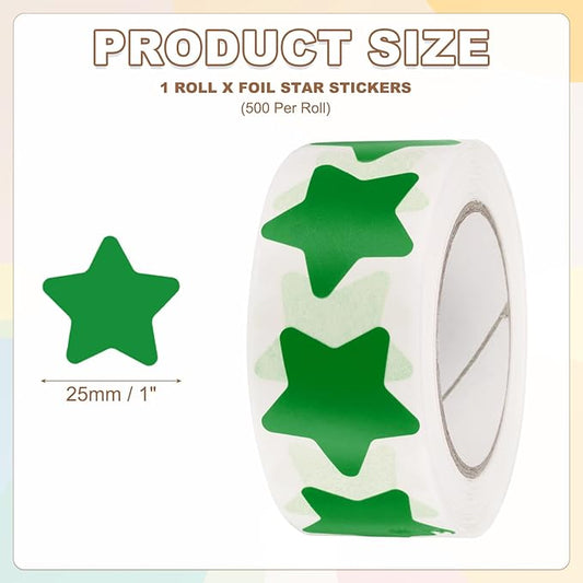 PATIKIL Star Stickers Roll 1 Inch(25mm), 500pcs Reusable Self-Adhesive Star Labels for Reward Behavior Chart Teachers Business Decorating Wedding DIY Crafts, Green