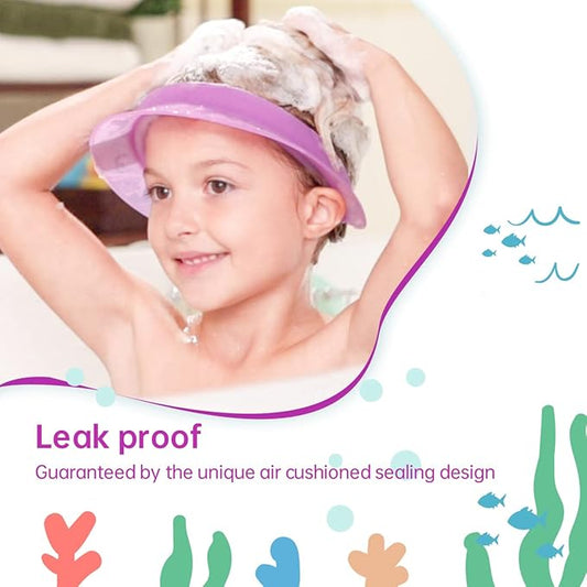 Kair Air Cushioned Bath Visor, Shower Cap For Kids, Hair Washing Hat For Toddlers Adults, Purple