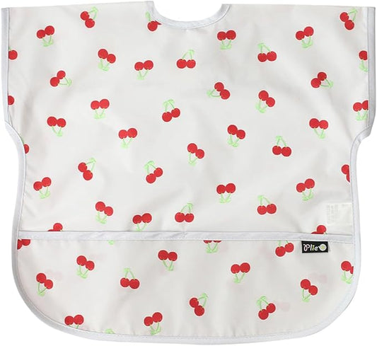 Short Sleeve Waterproof Bib for Toddlers – Easy Clean Feeding Apron for Mealtime, Daycare, Self-Feeding, Lightweight