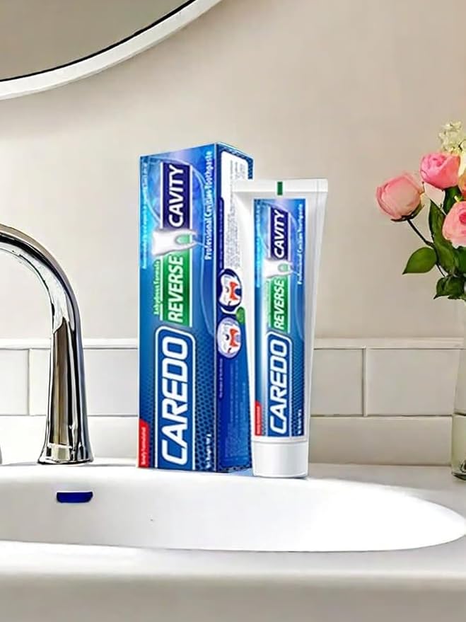 Cavity Repair Toothpaste Cure Tooth Cavities Dental Caries Remineralizing with Hydroxyapatite Toothpaste Treatment Tooth Decay for Adults, Home School or Travel (New Flavor 100g*1), Grey White