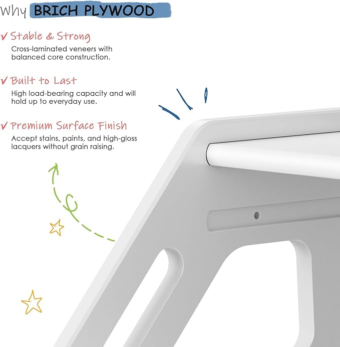 White Wood Toddler Step Stool for Bathroom Sink, 2 Step Kids Stool for Toilet Potty Training, Baby Child Stepping Stool with Handles for Toddlers Nursery Kitchen Counter (White)