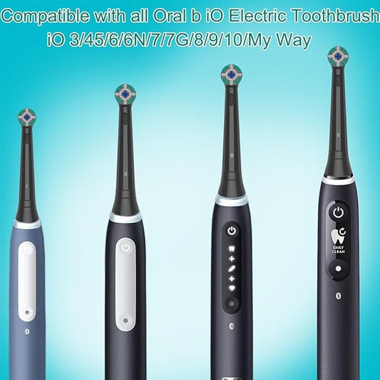 Replacement Heads Compatible with Oral B iO Electric Toothbrush, Soft Toothbrush Heads Fit for Oral-B iO 2/3/4/5/6/7/8/9/10 Series with Covers, Black 8pcs