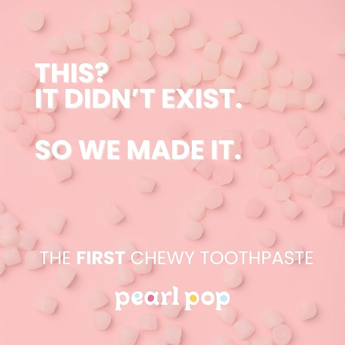 Toothpaste Pearls, Chewy Fluoride Free Toothpaste for Kids, Stocking Stuffer, Made with Nano Hydroxyapatite & Xylitol, Foam Free, Mess-Free Travel Tooth Paste, Peach Rings, 65ct