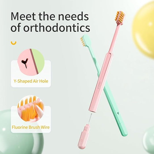 Y-Kelin 2IN1 Orthodontic Braces Toothbrush with interdental Brush